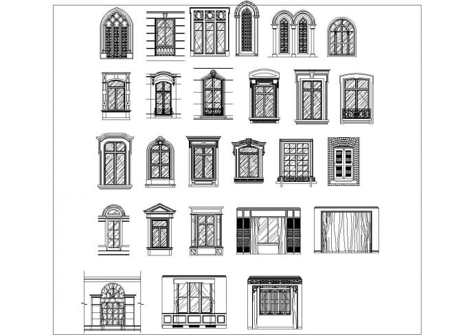 欧式传统建筑元素-窗台cad素材图库_图1
