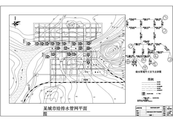 某城市给排水管网工程平面布置图_图1