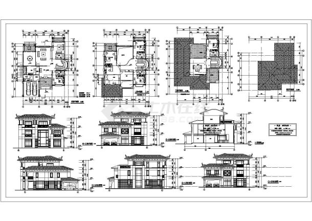 某经典别墅户型设计方案全套CAD图-图一