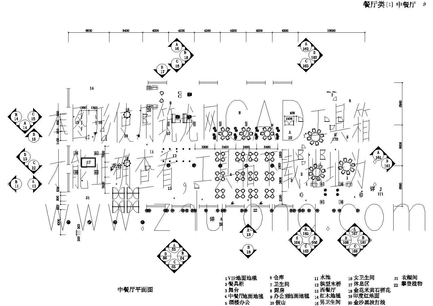 某中餐厅装修设计cad详细施工图