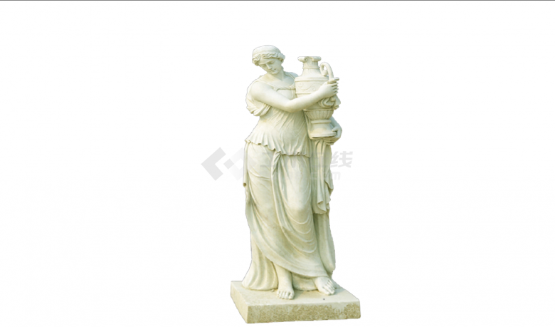 欧式女士抱壶石膏雕塑su模型-图二