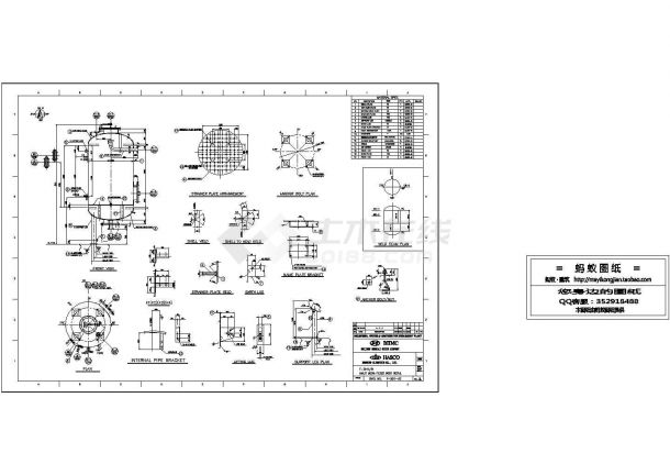 某水处理工程活性炭过滤器设计cad全套工艺施工图纸（全英文标注）-图二