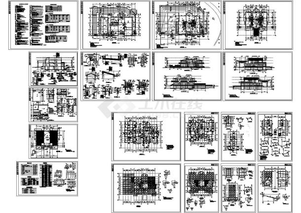 某1979㎡地上二层框架结构别墅建筑施工CAD图纸-图一