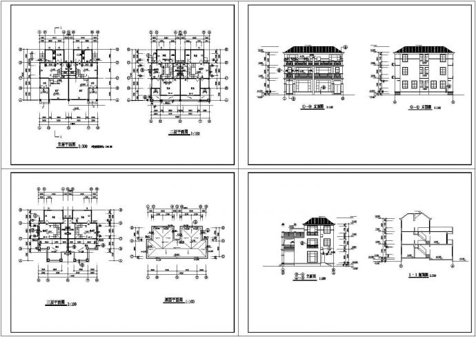 某216㎡三层现代风格别墅建筑施工图纸_图1
