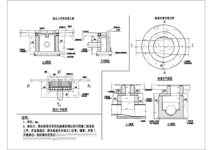 排水检查井雨水口井背回填大样图_图1