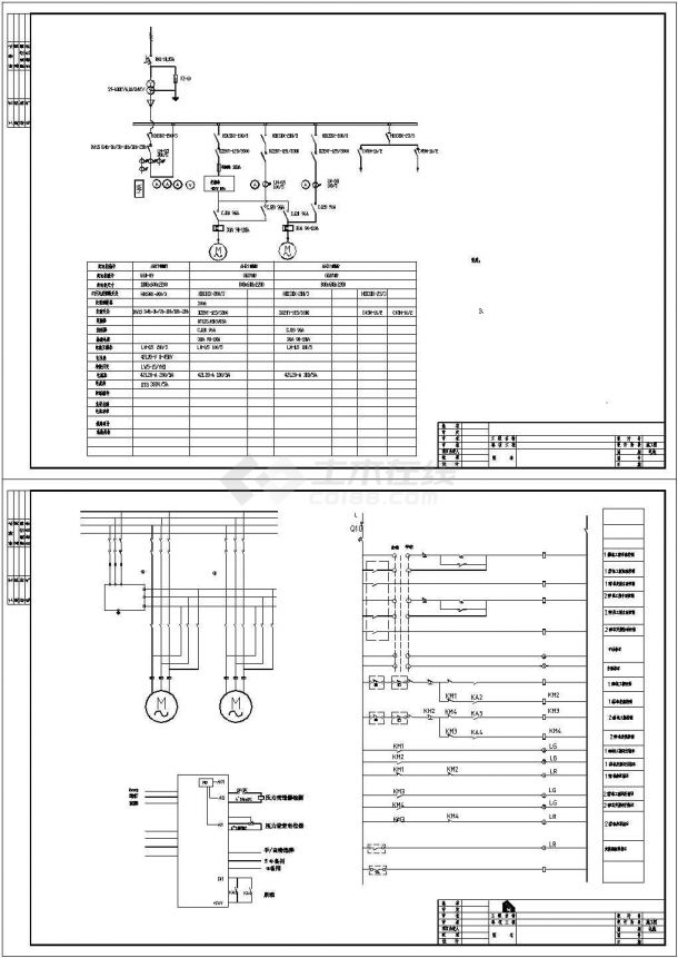 潜水泵一拖二变频控制原理设计CAD图纸-图一