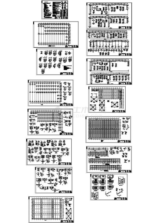 某双连跨钢结构厂房结构CAD图纸-图一