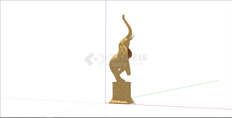 现代黄色系大象雕塑 su模型-图二