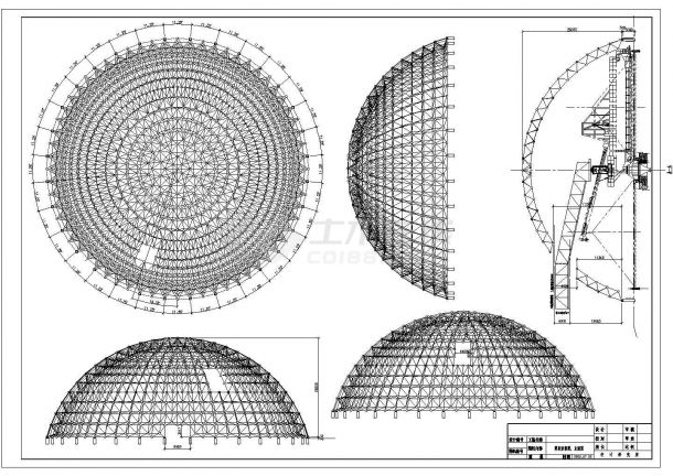某堆料厂网壳设计CAD图纸-图一