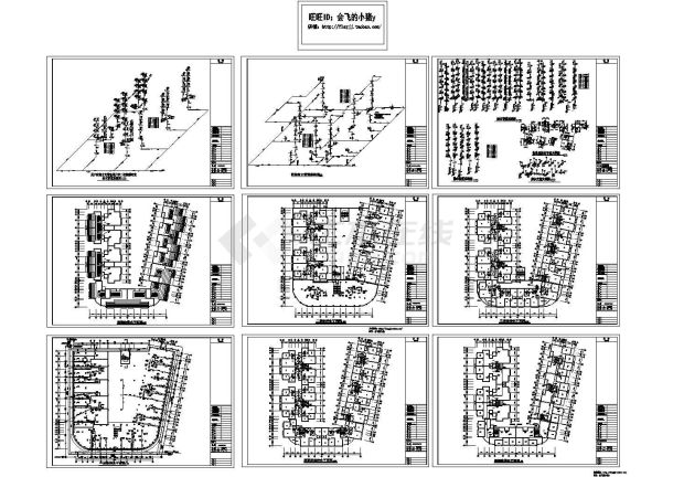 长50.1米宽48米7层U型小区组团住宅给排水设计CAD施工图-图一