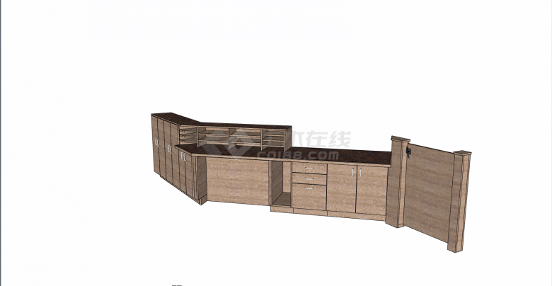 木制柜子简约前台设计su模型-图二