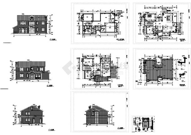 某花园小区多层高档别墅设计CAD全套建筑方案图纸（含5栋设计）-图一