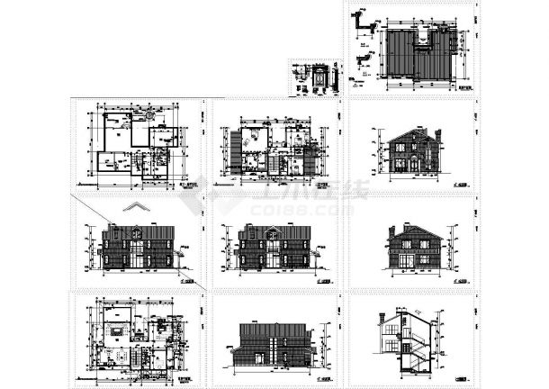 某花园小区多层高档别墅设计CAD全套建筑方案图纸（含5栋设计）-图二