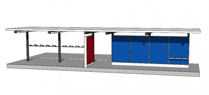 现代两联排公交车站su模型_图1