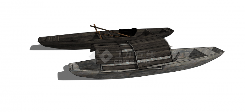 中式古典经典小木屋船su模型-图二
