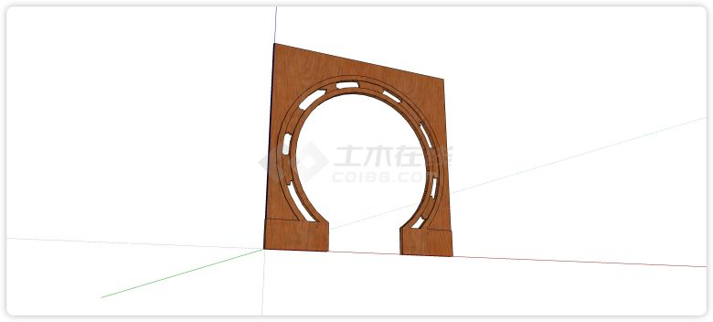 圆形拱门中式组件屏风隔断su模型-图二