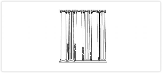 方形圆柱形多种罗马柱su模型_图1