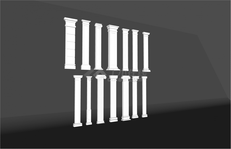 典雅多类型欧式罗马柱su模型-图二