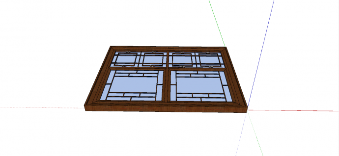 中式组件玻璃双开式花窗su模型_图1