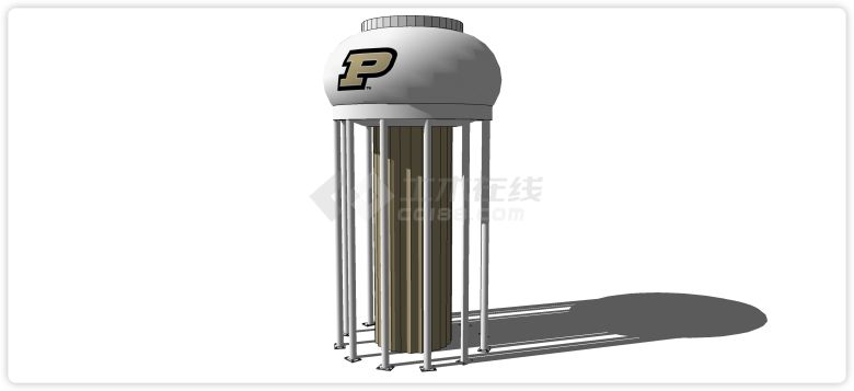 白色倒扣大碗工业水塔水柜水箱高塔su模型-图二