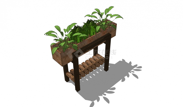 木支架悬空木质花箱种植箱SU模型-图二