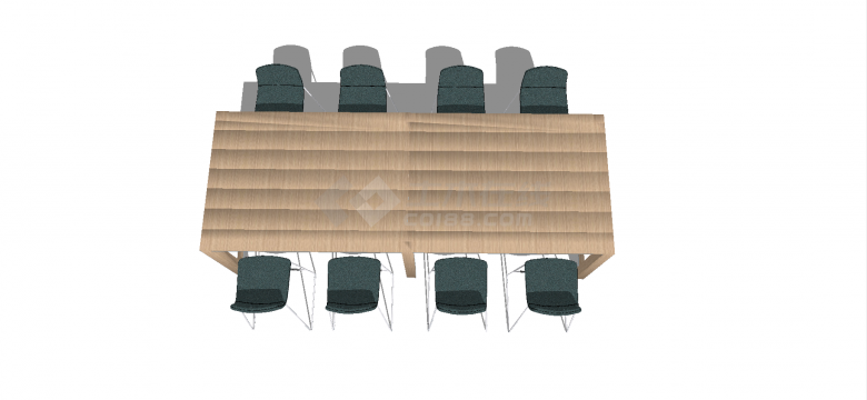 户外软木材质简约八人休闲桌椅su模型-图一