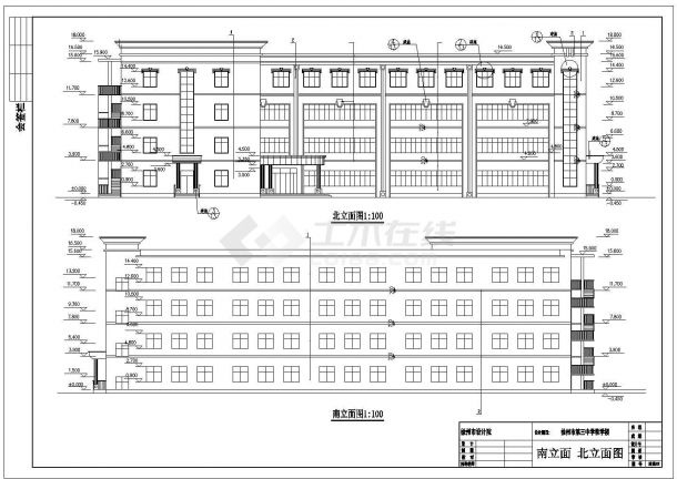 某徐州市第三中学教学楼建筑CAD设计构造完整图纸-图一