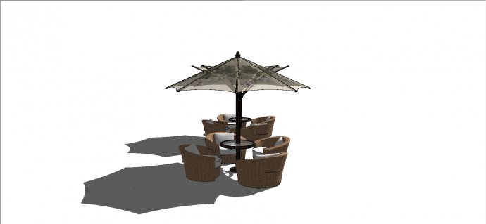 现代四人带花式伞式两类户外桌椅su模型_图1