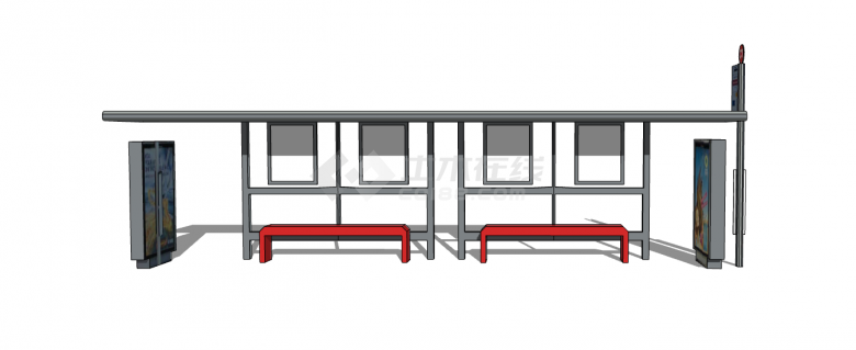 白色新颖现代公交车站su模型-图二