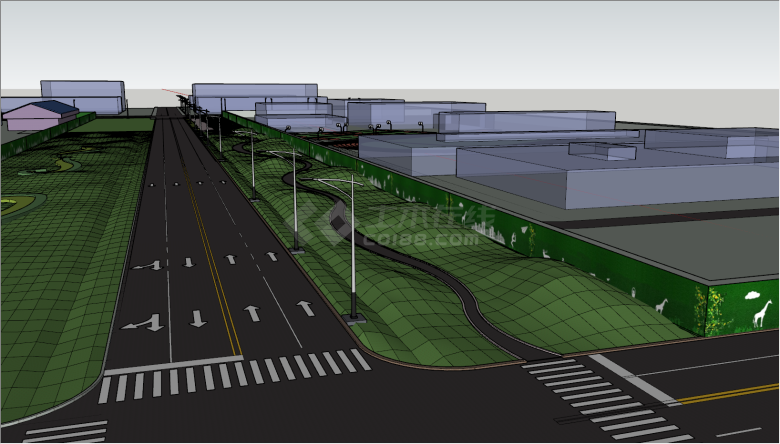 现代大型停车场规划su模型-图二