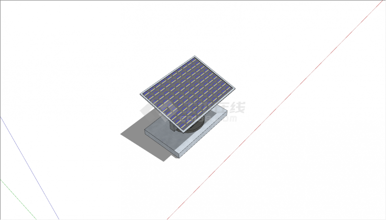 后现代落地柱太阳能电池板su模型-图二