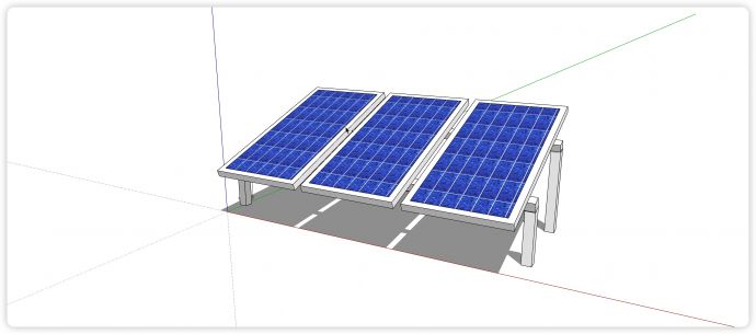 蓝色三片太阳能电池板su模型_图1