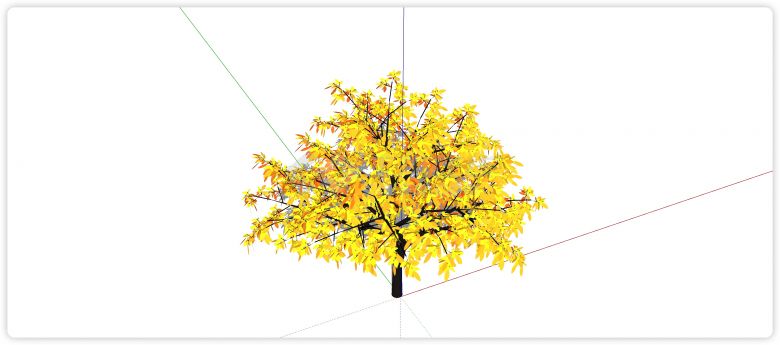秋天金色3d有色叶树木su模型-图一