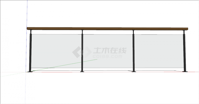 高级现代的轻质玻璃栏杆su模型-图二