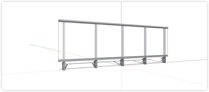 加宽扶手白色结构玻璃栏杆su模型_图1