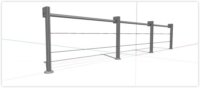纤细钢丝不锈钢钢丝栏杆su模型_图1
