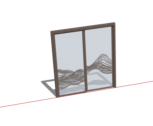 褐色框山水现代门组合 su模型-图二