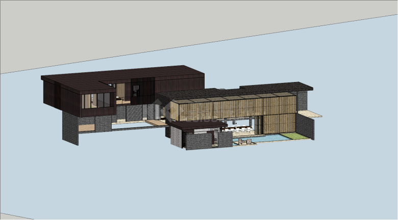 别墅现代风格独栋庭院景观SU模型-图二