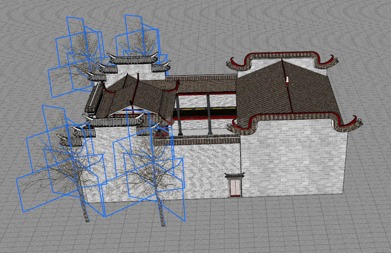 中式古建民居古建筑su模型-图二