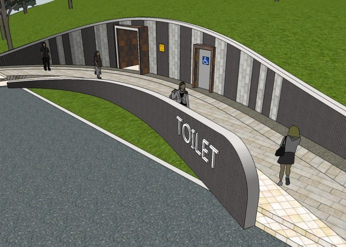 公园厕所精细景观设计SU模型_图1