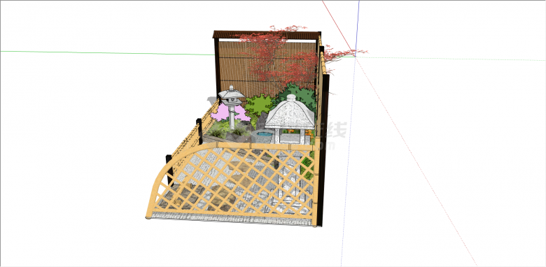 日式风格户外庭院景观su模型-图二