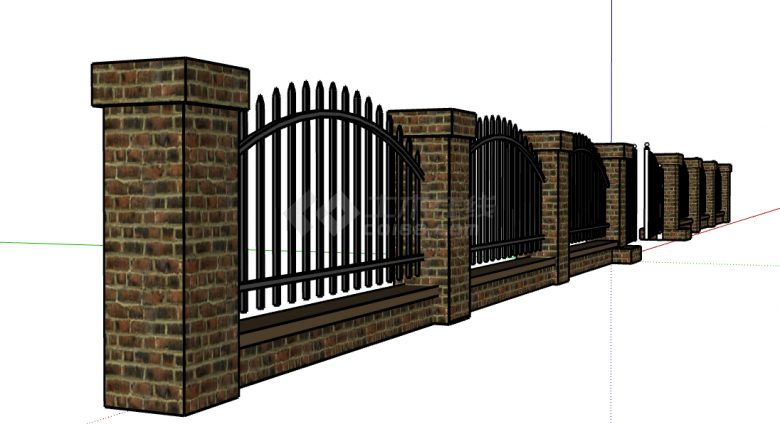 别墅栅栏围墙庭院门su模型-图二