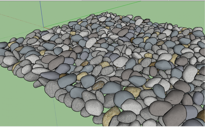 现代灰色方形鹅卵石石子路su模型-图二