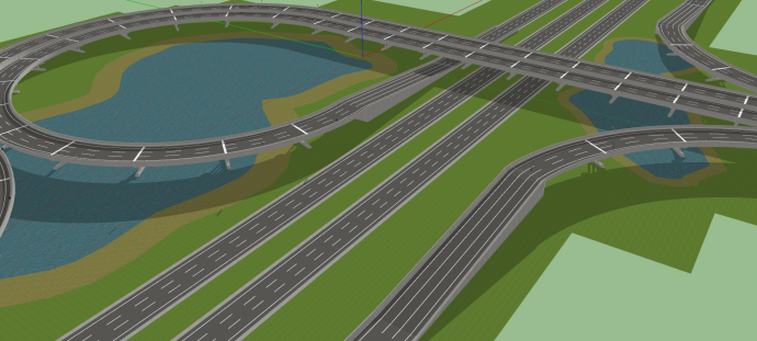 高速公路含环形立交桥su模型_图1