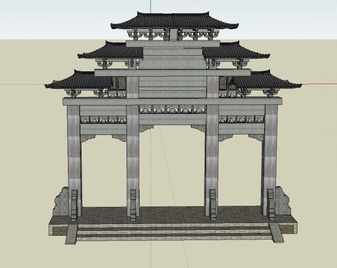 中式风格的石雕牌坊su模型_图1