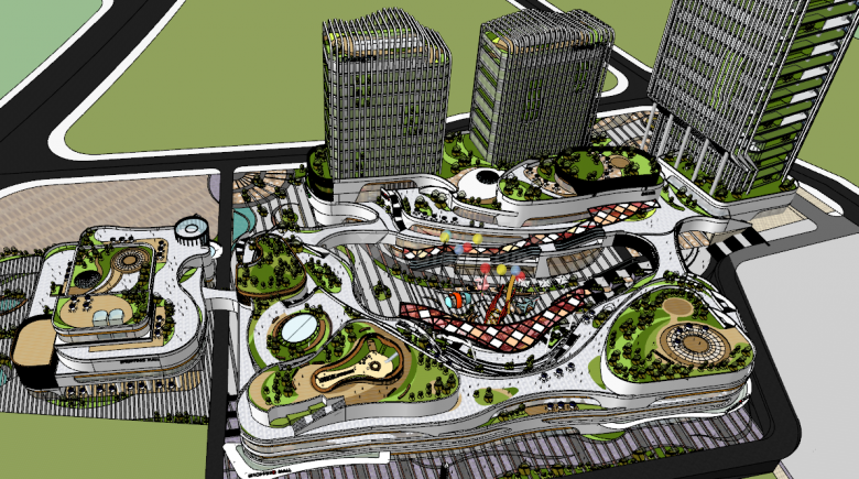 广业商业综合体建筑办公楼su模型-图二