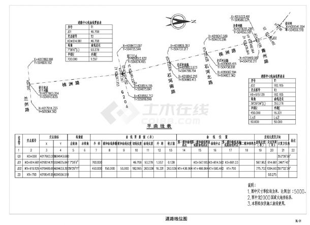 01株洲路道路工程线位图CAD图.dwg-图一