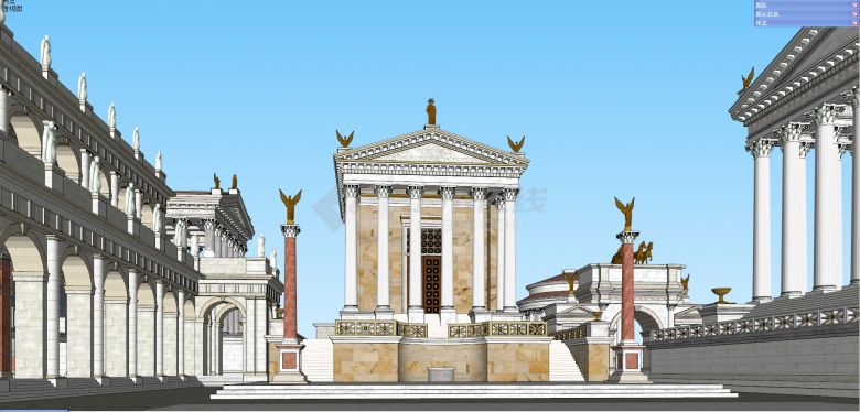 新古典古罗马广场古建SU模型-图二