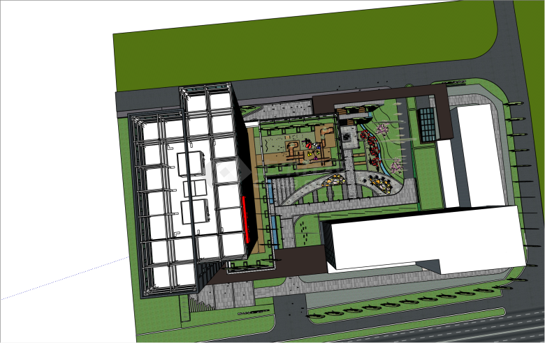 简约现代商业综合体景观建筑SU模型-图一