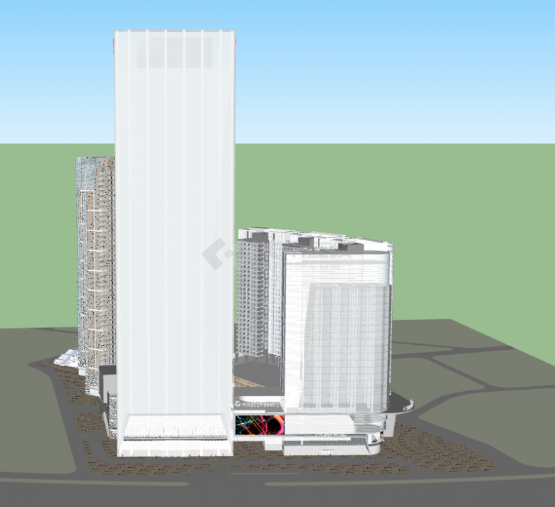 全新超大京基滨河时代广场深圳豪华建筑su模型-图一